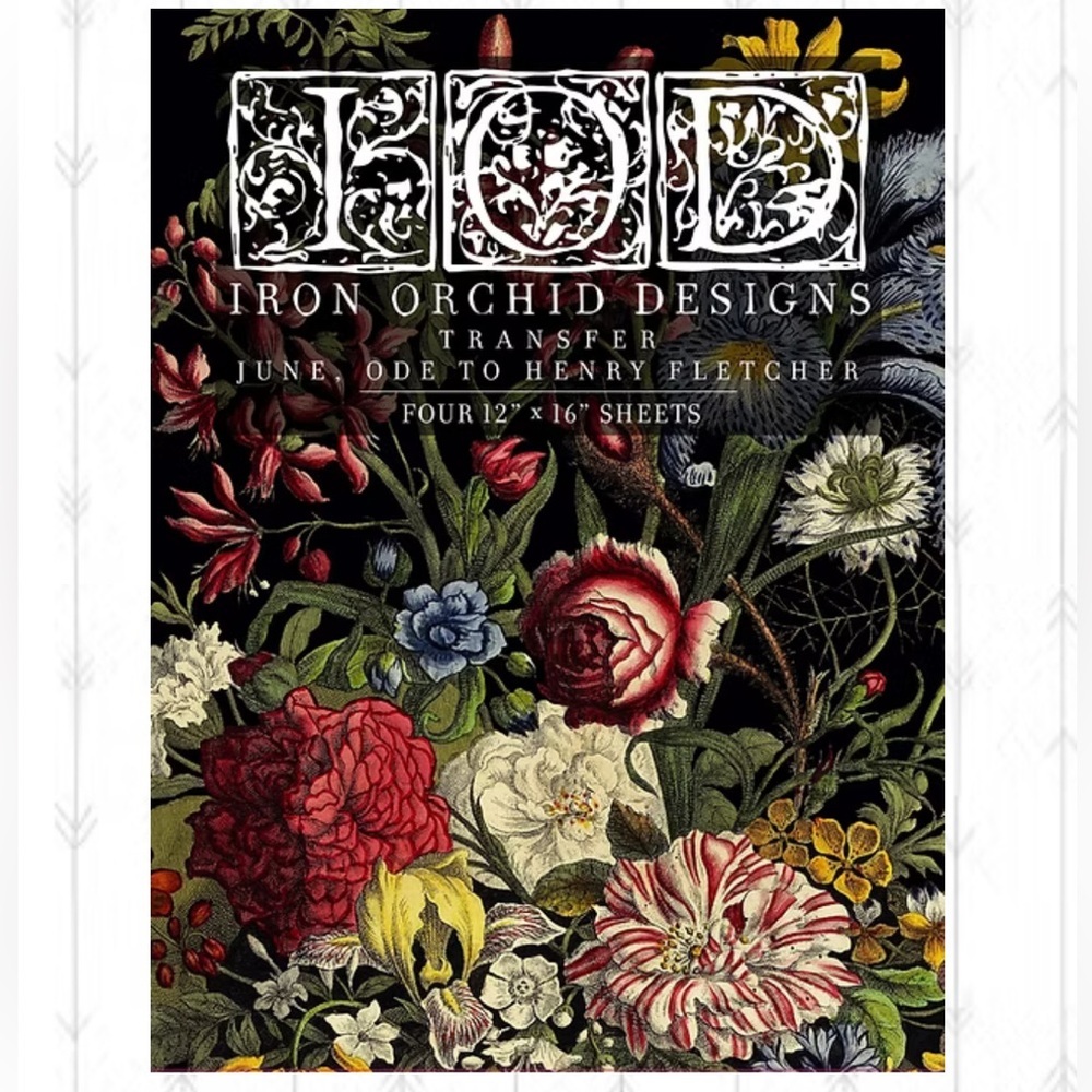 Iron Orchid Designs June, Ode To Henry Fletcher Transfer 12×16 PAD new with tags